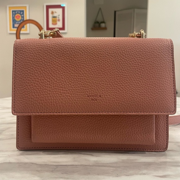 waitlisted like new Angela Roi Eloise satchel in coral pink. Vegan luxury - Picture 5 of 11